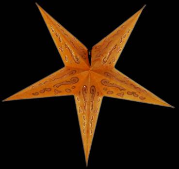 Baby Curves orange / Glitter - Foldable glowing Paperstar with 5 points, 40 cm